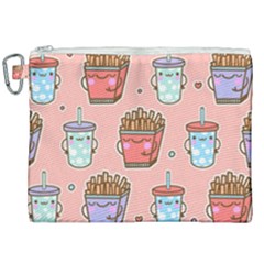 Cute Kawaii Food Seamless Pattern Canvas Cosmetic Bag (xxl) by Nexatart
