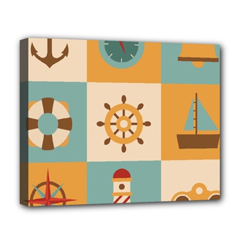Nautical Elements Collection Deluxe Canvas 20  X 16  (stretched) by Vaneshart