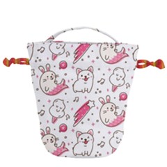 Cute Animals Seamless Pattern Kawaii Doodle Style Drawstring Bucket Bag by Vaneshart