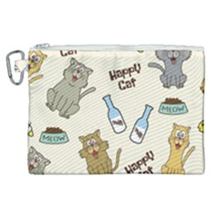 Happy Cats Pattern Background Canvas Cosmetic Bag (xl) by Vaneshart