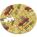 Childish Seamless Pattern With Dino Driver Wooden Puzzle Round View3