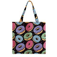 Colorful Donut Seamless Pattern On Black Vector Grocery Tote Bag by Sobalvarro