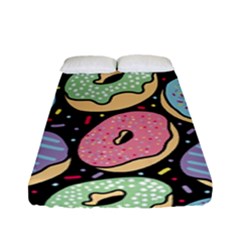 Colorful Donut Seamless Pattern On Black Vector Fitted Sheet (full/ Double Size) by Sobalvarro