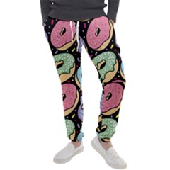 Colorful Donut Seamless Pattern On Black Vector Men s Jogger Sweatpants by Sobalvarro
