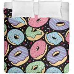 Colorful Donut Seamless Pattern On Black Vector Duvet Cover Double Side (king Size) by Sobalvarro