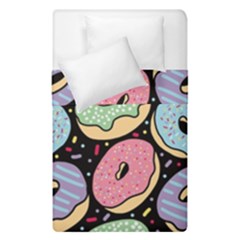 Colorful Donut Seamless Pattern On Black Vector Duvet Cover Double Side (single Size) by Sobalvarro