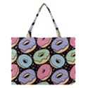 Colorful Donut Seamless Pattern On Black Vector Medium Tote Bag View1