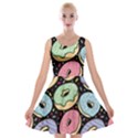 Colorful Donut Seamless Pattern On Black Vector Velvet Skater Dress View1