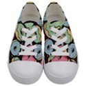 Colorful Donut Seamless Pattern On Black Vector Kids  Low Top Canvas Sneakers View1