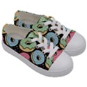 Colorful Donut Seamless Pattern On Black Vector Kids  Low Top Canvas Sneakers View3
