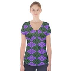Digital Grapes Short Sleeve Front Detail Top by Sparkle
