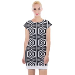 Optical Illusion Cap Sleeve Bodycon Dress by Sparkle
