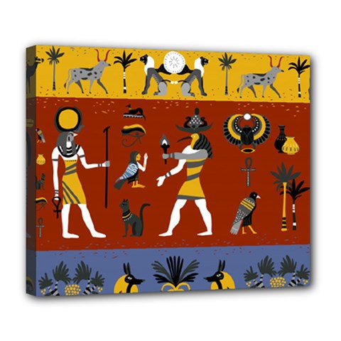 Ancient Egyptian Religion Seamless Pattern Deluxe Canvas 24  X 20  (stretched) by Wegoenart