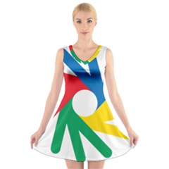 Logo Of Deaflympics V-neck Sleeveless Dress by abbeyz71