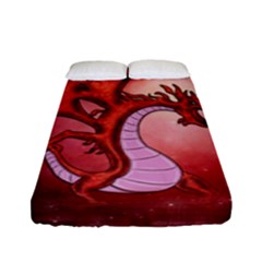 Funny Cartoon Dragon With Butterflies Fitted Sheet (full/ Double Size) by FantasyWorld7