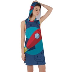 Rocket With Science Related Icons Image Racer Back Hoodie Dress by Vaneshart