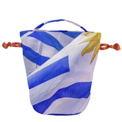 Uruguay Flags Waving Drawstring Bucket Bag by dflcprintsclothing