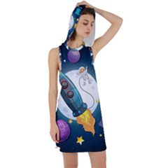 Spaceship Astronaut Space Racer Back Hoodie Dress by Vaneshart