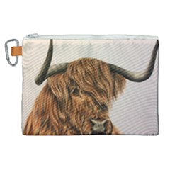 Highland Cow  Canvas Cosmetic Bag  by ArtByThree