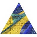 Brazil Flags Waving Background Wooden Puzzle Triangle View1
