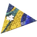 Brazil Flags Waving Background Wooden Puzzle Triangle View3