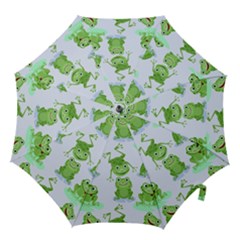 Cute Green Frogs Seamless Pattern Hook Handle Umbrellas (medium) by Vaneshart