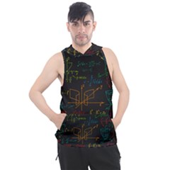 Mathematical Colorful Formulas Drawn By Hand Black Chalkboard Men s Sleeveless Hoodie by Vaneshart