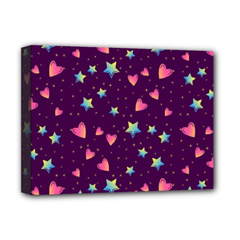 Colorful Stars Hearts Seamless Vector Pattern Deluxe Canvas 16  X 12  (stretched)  by Vaneshart