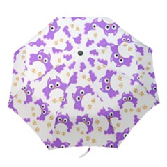 Purple Owl Pattern Background Folding Umbrellas by Vaneshart