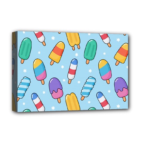 Cute Kawaii Ice Cream Seamless Pattern Deluxe Canvas 18  X 12  (stretched) by Vaneshart
