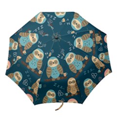 Seamless Pattern Owls Dreaming Folding Umbrellas by Vaneshart
