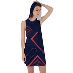 Gradient Geometric Shapes Dark Background Design Racer Back Hoodie Dress by Vaneshart