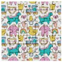 Baby Care Stuff Clothes Toys Cartoon Seamless Pattern Wooden Puzzle Square View1