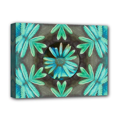 Blue Florals As A Ornate Contemplative Collage Deluxe Canvas 16  X 12  (stretched)  by pepitasart
