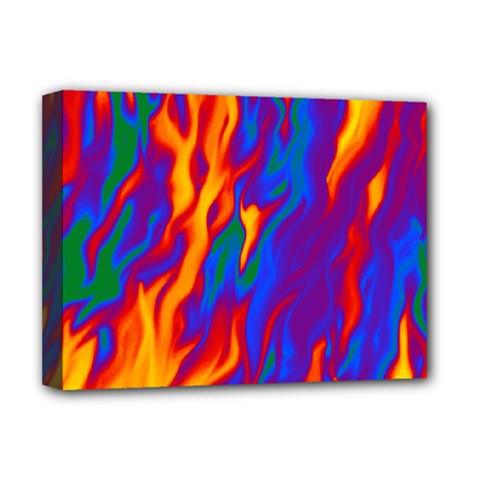 Gay Pride Abstract Smokey Shapes Deluxe Canvas 16  X 12  (stretched)  by VernenInk