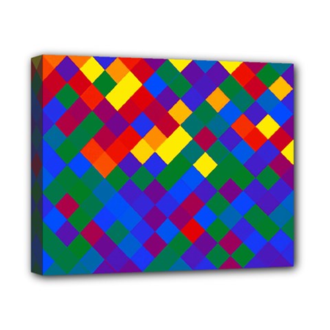 Gay Pride Diagonal Pixels Design Canvas 10  X 8  (stretched) by VernenInk