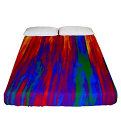Gay Pride Rainbow Vertical Paint Strokes Fitted Sheet (california King Size) by VernenInk