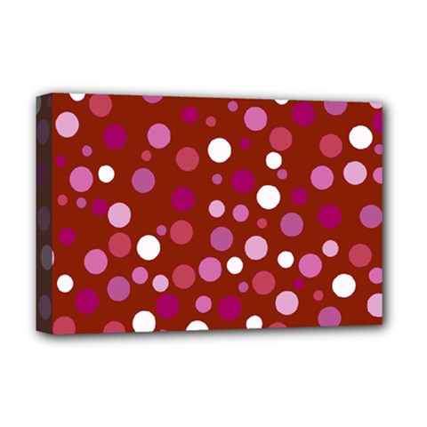 Lesbian Pride Flag Scattered Polka Dots Deluxe Canvas 18  X 12  (stretched) by VernenInk
