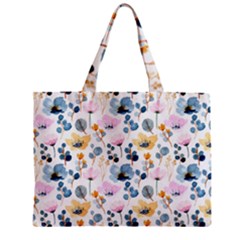Watercolor Floral Seamless Pattern Zipper Mini Tote Bag by TastefulDesigns