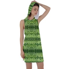 Watermelon Pattern, Fruit Skin In Green Colors Racer Back Hoodie Dress by Casemiro
