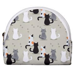 Cute Cat Seamless Pattern Horseshoe Style Canvas Pouch by Vaneshart