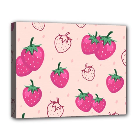 Seamless Strawberry Fruit Pattern Background Deluxe Canvas 20  X 16  (stretched) by Vaneshart