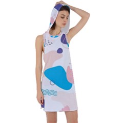 Hand Drawn Abstract Organic Shapes Background Racer Back Hoodie Dress by Vaneshart