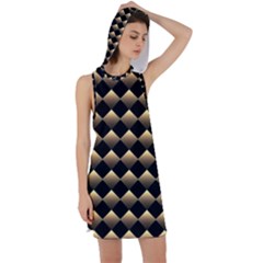 Golden-chess-board-background Racer Back Hoodie Dress by Vaneshart