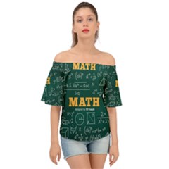 Realistic-math-chalkboard-background Off Shoulder Short Sleeve Top by Vaneshart