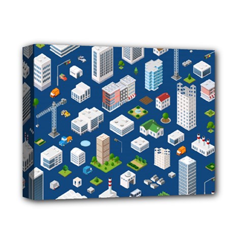 Isometric-seamless-pattern-megapolis Deluxe Canvas 14  X 11  (stretched) by Vaneshart
