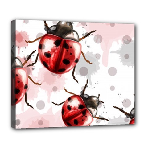 Ladybugs-pattern-texture-watercolor Deluxe Canvas 24  X 20  (stretched) by Vaneshart