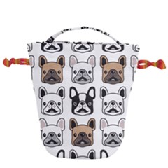 Dog French Bulldog Seamless Pattern Face Head Drawstring Bucket Bag by BangZart