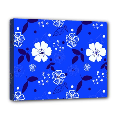 Blooming Seamless Pattern Blue Colors Deluxe Canvas 20  X 16  (stretched) by BangZart