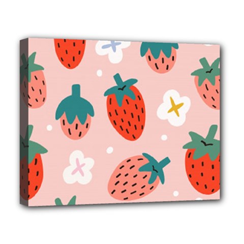 Strawberry Seamless Pattern Deluxe Canvas 20  X 16  (stretched) by BangZart